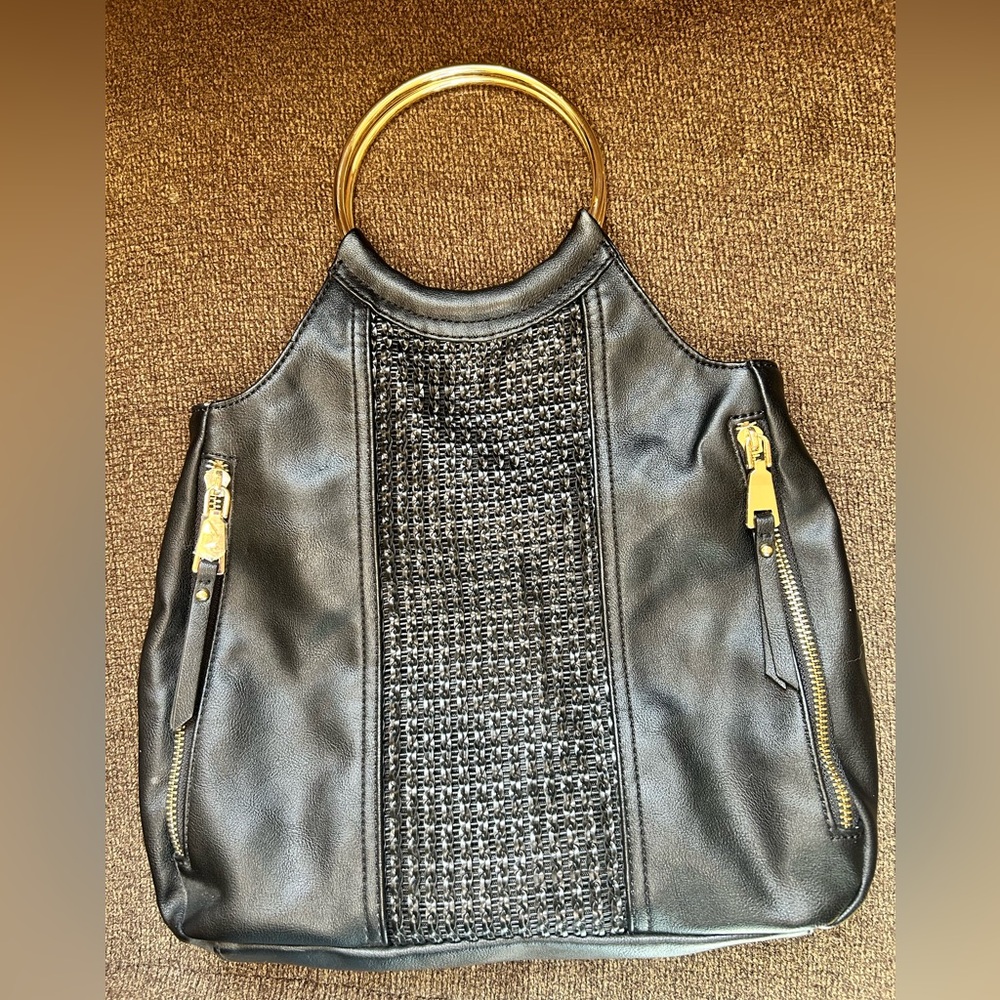 INC International Concepts Black Satchel Gold Hardware